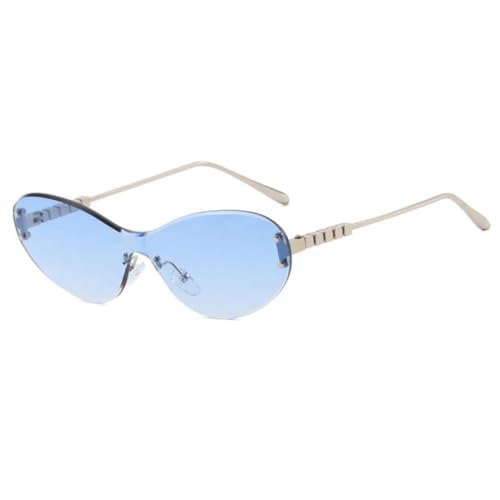 SSFVTTL Retro Ovale Sonnenbrille Randlos Herren Herrenbrille Rund Rahmenlos Damen UV400 (S067-C7) von SSFVTTL