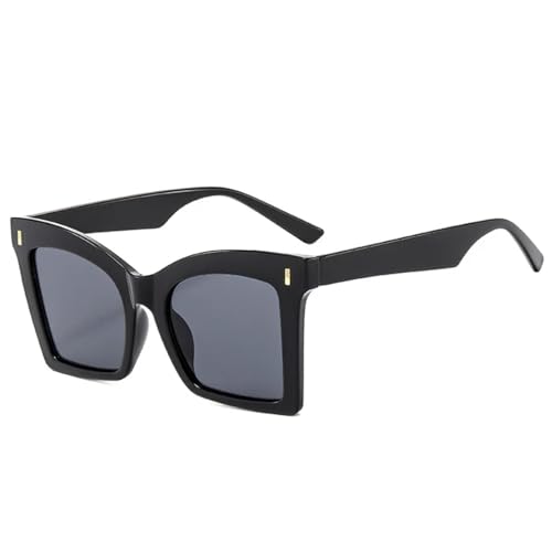 SSFVTTL Retro Oversized Cat Eye Damen Sonnenbrille Nieten Leopard Farbverlauf (Schwarz Grau) von SSFVTTL