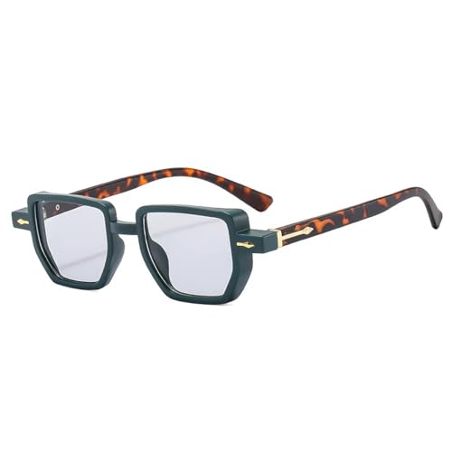 SSFVTTL Retro Polygon Damen Sonnenbrille Gradient UV400 Mode Nieten Punk für Männer (Grün Hellgrau) von SSFVTTL