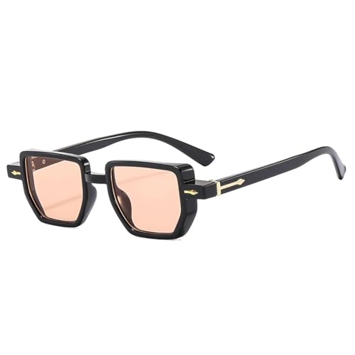 SSFVTTL Retro Polygon Damen Sonnenbrille Gradient UV400 Mode Nieten Punk für Männer (Schwarz Champagner) von SSFVTTL