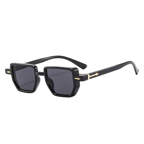 SSFVTTL Retro Polygon Damen Sonnenbrille Gradient UV400 Mode Nieten Punk für Männer (Schwarz Grau) von SSFVTTL