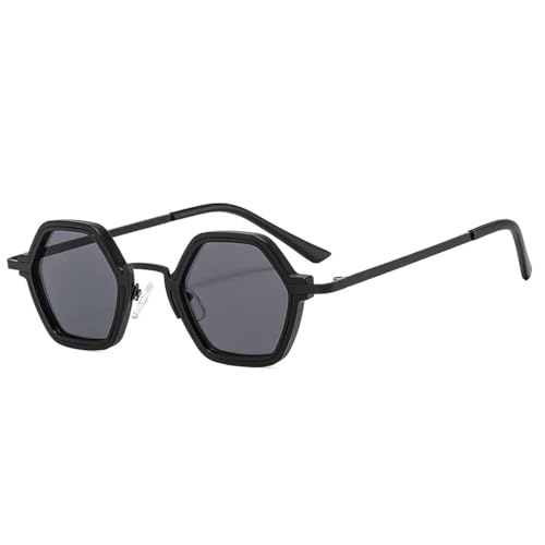 SSFVTTL Retro Polygon Sonnenbrille Damen Mode Clear Ocean Gradient Lens Herren UV400 (Schwarz Grau) von SSFVTTL