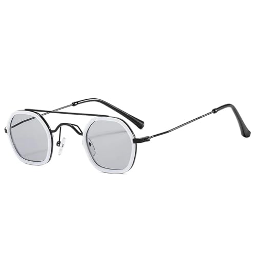 SSFVTTL Retro Polygon Sonnenbrille Damen Mode Clear Ocean Gradient Lens UV400 Herren (Weiß Hellgrau) von SSFVTTL