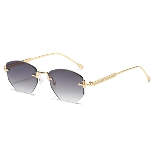 SSFVTTL Retro Rahmenlose Polygon Sonnenbrille Damen Herren Luxus Randlos (BY3830-C2) von SSFVTTL