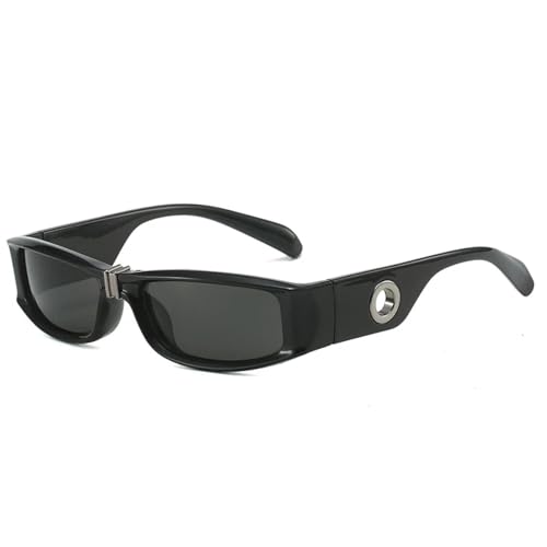 SSFVTTL Retro Rechteckige Sonnenbrille Damenmode UV400 Herren Outdoor (Schwarz Grau) von SSFVTTL