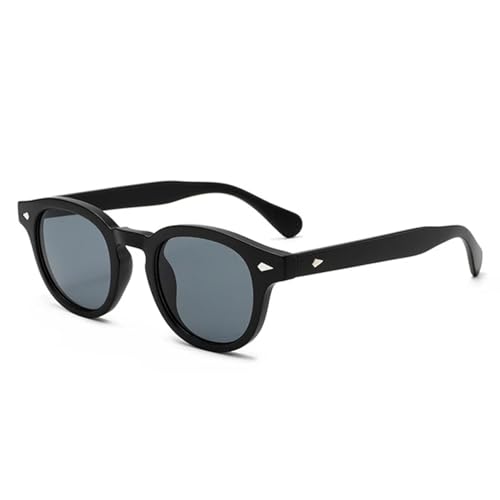 SSFVTTL Retro Runde Damen Sonnenbrille UV400 Mode Herren Punk Nieten Farbverlauf (Mattschwarz Grau) von SSFVTTL