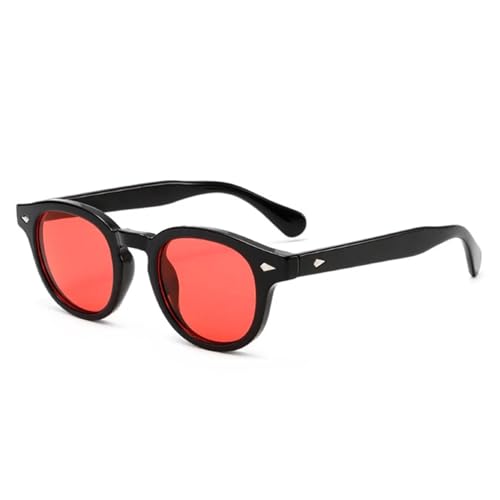 SSFVTTL Retro Runde Damen Sonnenbrille UV400 Mode Herren Punk Nieten Farbverlauf (Schwarz Rot) von SSFVTTL