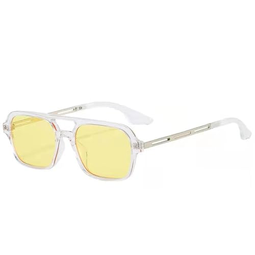 SSFVTTL Retro-Sonnenbrille für Damen, modisch, klare Ozeanlinse, UV400, für Herren, trendiges Metall (transparentes Gelb) von SSFVTTL