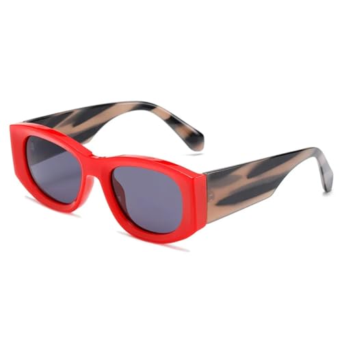 SSFVTTL Retro-Sonnenbrille mit Metallscharnier, UV400 (Rot-Grau) von SSFVTTL