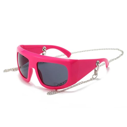 SSFVTTL Retro Übergroße Cat Eye Damen Sonnenbrille Mode Kette Dekoration UV400 Herren (Lila Grau) von SSFVTTL