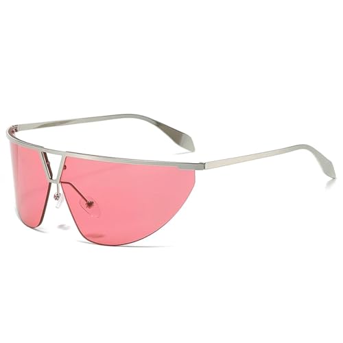 SSFVTTL Retro Übergroße Cat Eye Damen Sonnenbrille Modisch Randlos Gradient Mirror UV400 Herren (Silberpink) von SSFVTTL