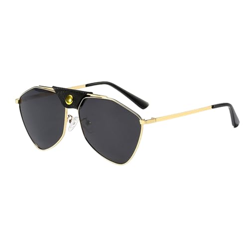 SSFVTTL Rivet Sonnenbrille Damen Beliebte Blaue Spiegel Reflektierende Herren UV400 (Golden Black) von SSFVTTL