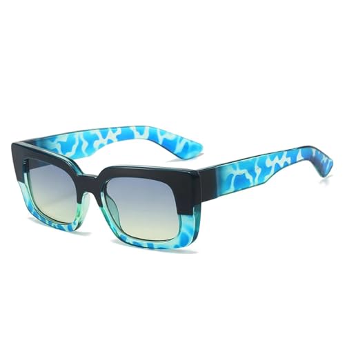 SSFVTTL Sonnenbrille Damen Gradient UV400 Retro (Schwarz Blau Leopard) von SSFVTTL