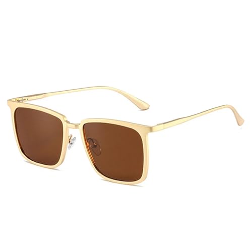 SSFVTTL Sonnenbrille Damen Mode UV400 Retro Metallrahmen Herren Trendy (Golden Tea) von SSFVTTL