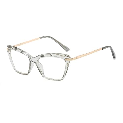 SSFVTTL Transparente Katzenaugenbrille mit Federscharnier, UV400 (Grau) von SSFVTTL