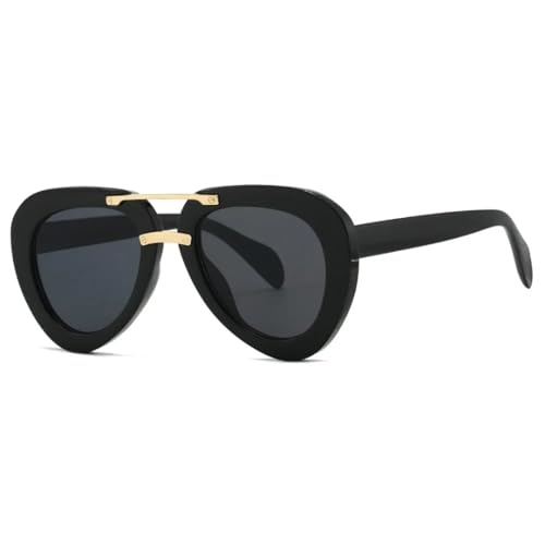 SSFVTTL Trend Sonnenbrille Damen Herren Retro Casual Unisex Fashion Travel Vintage UV400 (Gold Schwarz) von SSFVTTL