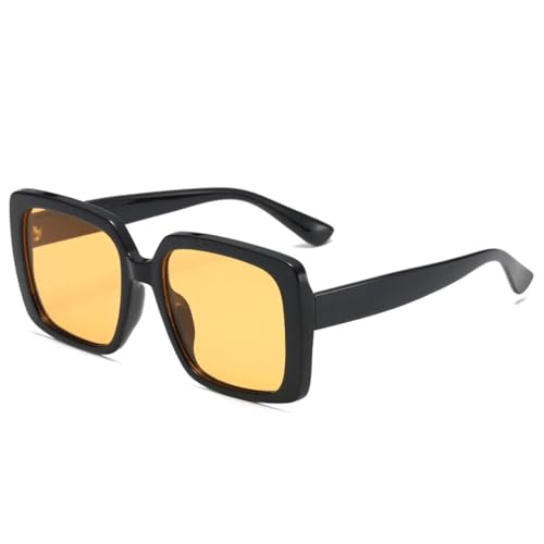 SSFVTTL Übergroße Retro-Sonnenbrille UV400 (Schwarz Gelb) von SSFVTTL