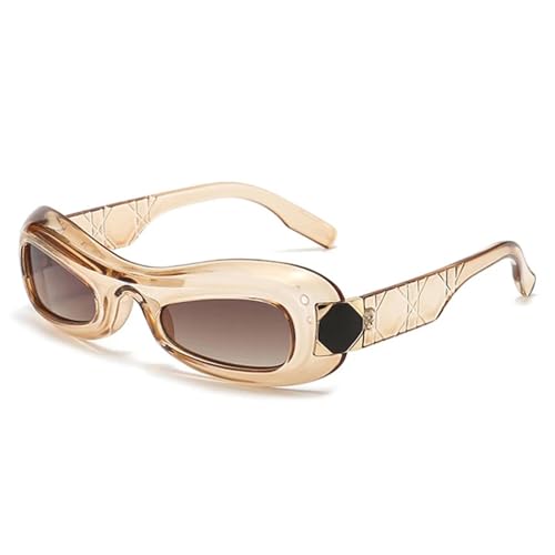 SSFVTTL Vintage Cat Eye Damen Sonnenbrille Fashion Gradient UV400 Herren Oval (Champagnertee) von SSFVTTL