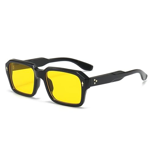 SSFVTTL Vintage Damen Punk Nieten Sonnenbrille Mode Klar Ozean Verlaufsglas UV400 Herren (Schwarz Gelb) von SSFVTTL