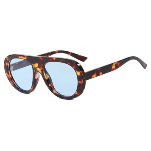 SSFVTTL Vintage Flat Top Sonnenbrille Damen für Herren Mode Beliebter Luxus (Leopardenblau) von SSFVTTL