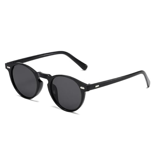 SSFVTTL Vintage Kleine Runde Punk Sonnenbrille Damen Mode Nieten Klarer Farbverlauf UV400 (Schwarz Grau) von SSFVTTL