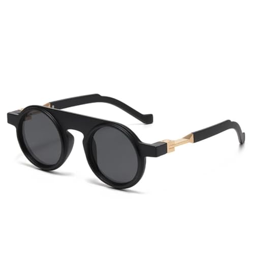 SSFVTTL Vintage Luxus Runde Sonnenbrille Damen für Herren Shades Beliebte Steampunk (Schwarz Schwarz) von SSFVTTL