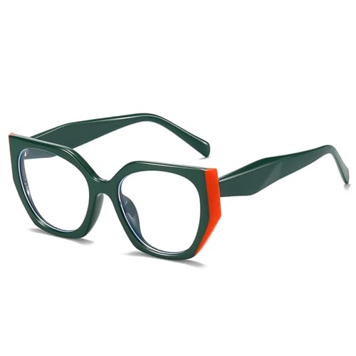 SSFVTTL Vintage Polygon Cat Eye Damen Brillengestell Mode Klare Anti-Blu-Ray-Linse Herren Optisch (Grün) von SSFVTTL