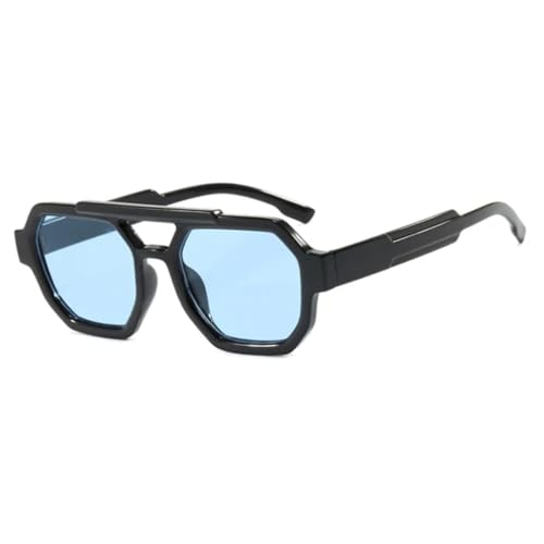 SSFVTTL Vintage Polygon Sonnenbrille Damen für Herren Brille Punk Beliebte Luxus Shade UV400 (Schwarz Blau) von SSFVTTL
