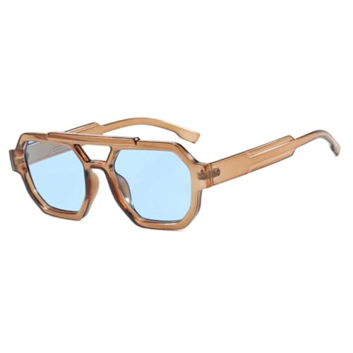 SSFVTTL Vintage Polygon Sonnenbrille Damen für Herren Brille Punk Beliebte Luxus Shade UV400 (Teeblau) von SSFVTTL