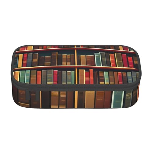 SSGVLPTO Bibliotheks-Bücherregal, Buchdruck, Schreibwaren-Organizer, doppelter Reißverschluss, großes Federmäppchen, tragbares Federmäppchen, Schwarz , Einheitsgröße, Blumenmuster von SSGVLPTO