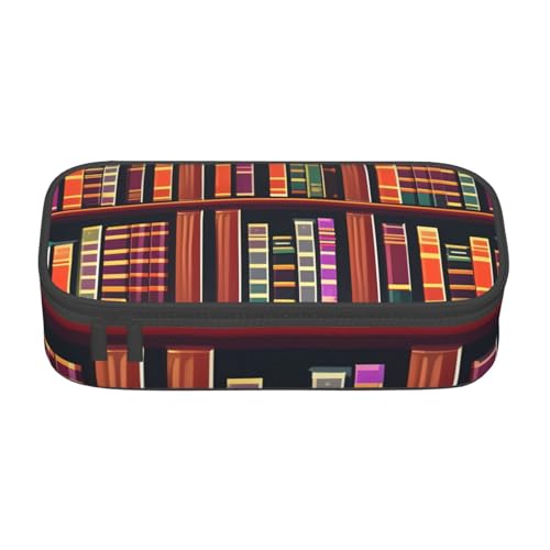 SSGVLPTO Bibliotheks-Bücherregal, Druck-Schreibwaren-Organizer, doppelter Reißverschluss, großes Federmäppchen, tragbares Federmäppchen, Schwarz , Einheitsgröße, Blumenmuster von SSGVLPTO