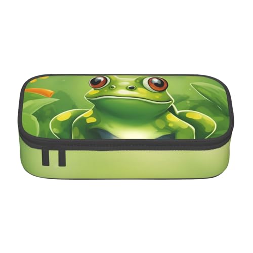 SSGVLPTO Cartoon Frog 1 Druck Schreibwaren Organizer, Doppelreißverschluss, großes Federmäppchen, tragbares Federmäppchen, Schwarz , Einheitsgröße, Blumenmuster von SSGVLPTO