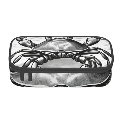 SSGVLPTO Cartoon-Krabben-1-Druck-Schreibwaren-Organizer, doppelter Reißverschluss, großes Federmäppchen, tragbares Federmäppchen, Schwarz , Einheitsgröße, Blumenmuster von SSGVLPTO