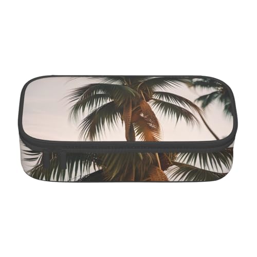 SSGVLPTO Cartoon-Tauben-2-Druck-Schreibwaren-Organizer, doppelter Reißverschluss, großes Federmäppchen, tragbares Federmäppchen, Schwarz , Einheitsgröße, Blumenmuster von SSGVLPTO