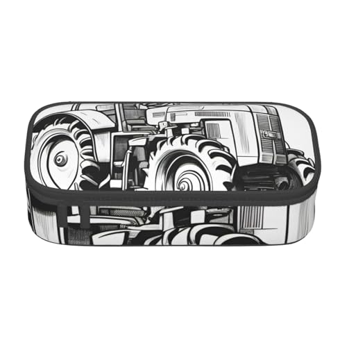 SSGVLPTO Cartoon Traktor 1 Druck Schreibwaren Organizer, Doppelreißverschluss, großes Federmäppchen, tragbares Federmäppchen von SSGVLPTO
