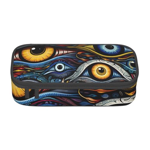 SSGVLPTO Eyes 1 Druck-Schreibwaren-Organizer, Doppelreißverschluss, großes Federmäppchen, tragbares Federmäppchen, Schwarz , Einheitsgröße, Blumenmuster von SSGVLPTO