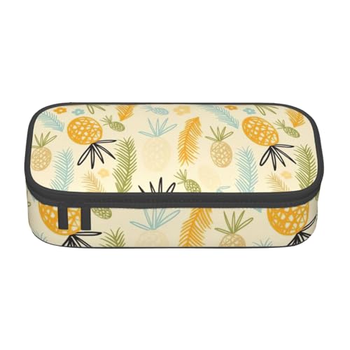 SSGVLPTO Federmäppchen mit Ananas-Muster, doppelter Reißverschluss, großes Federmäppchen, tragbares Federmäppchen, Schwarz , Einheitsgröße, Blumenmuster von SSGVLPTO