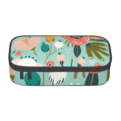 SSGVLPTO Federmäppchen mit Blumendruck, doppelter Reißverschluss, großes Federmäppchen, tragbares Federmäppchen von SSGVLPTO