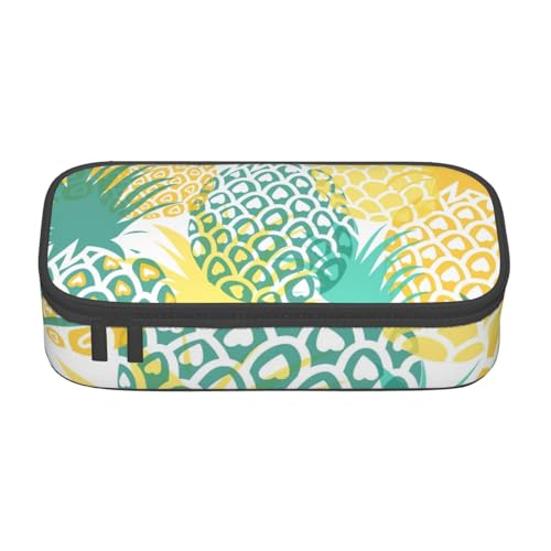 SSGVLPTO Federmäppchen mit tropischem Ananas-Druck, doppelter Reißverschluss, großes Federmäppchen, tragbares Federmäppchen von SSGVLPTO