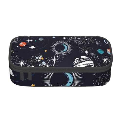 SSGVLPTO Galaxy Decor Druck-Schreibwaren-Organizer, Doppelreißverschluss, großes Federmäppchen, tragbares Federmäppchen, Schwarz , Einheitsgröße, Blumenmuster von SSGVLPTO