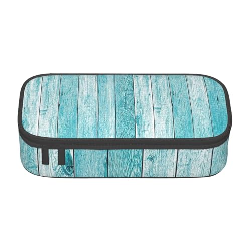 SSGVLPTO Holzplanken-Textur-Tapetendruck, Schreibwaren-Organizer, doppelter Reißverschluss, großes Federmäppchen, tragbares Federmäppchen, Schwarz , Einheitsgröße, Blumenmuster von SSGVLPTO