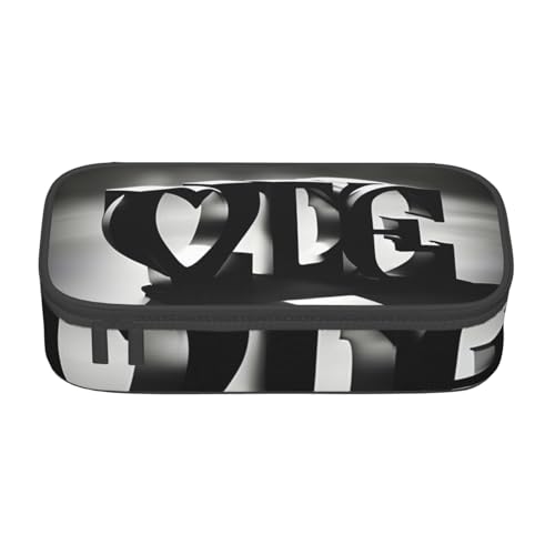 SSGVLPTO Love Font Print Schreibwaren-Organizer, Doppelreißverschluss, großes Federmäppchen, tragbares Federmäppchen von SSGVLPTO