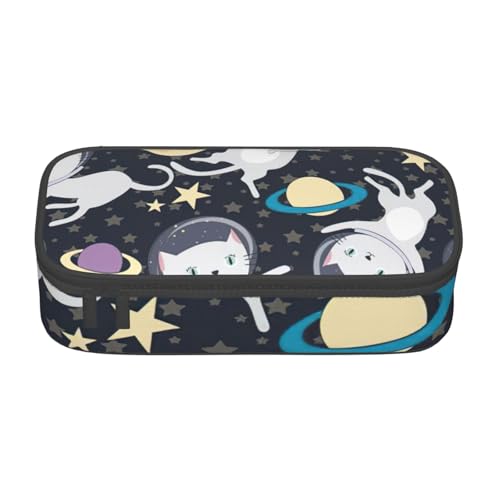 SSGVLPTO Lustiger Schreibwaren-Organizer mit Astronaut-Druck, großes Federmäppchen mit Doppelreißverschluss, tragbar, für Stifte, Schwarz, Talla única, Blumig von SSGVLPTO