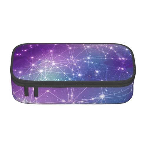 SSGVLPTO Magic Space Druck-Schreibwaren-Organizer, Doppelreißverschluss, großes Federmäppchen, tragbares Federmäppchen, Schwarz , Einheitsgröße, Blumenmuster von SSGVLPTO