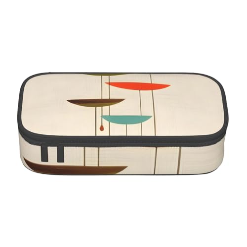 SSGVLPTO Mitte des Jahrhunderts moderner Druck-Schreibwaren-Organizer, doppelter Reißverschluss, großes Federmäppchen, tragbares Federmäppchen, Schwarz , Einheitsgröße, Blumenmuster von SSGVLPTO