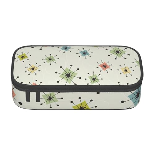 SSGVLPTO Moderner, bedruckter Schreibwaren-Organizer, doppelter Reißverschluss, großes Federmäppchen, tragbares Federmäppchen, Schwarz , Einheitsgröße, Blumenmuster von SSGVLPTO