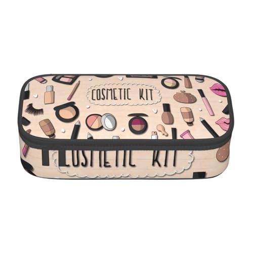 SSGVLPTO Modernes Mädchen Kosmetik-Druck-Schreibwaren-Organizer, Doppelreißverschluss, großes Federmäppchen, tragbares Federmäppchen, Schwarz , Einheitsgröße, Blumenmuster von SSGVLPTO