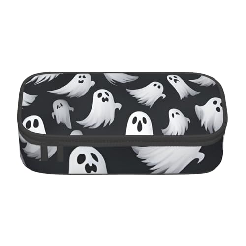 SSGVLPTO Niedliches weißes Geister-Halloween-Muster, 1 Druck, Schreibwaren-Organizer, doppelter Reißverschluss, großes Federmäppchen, tragbares Federmäppchen SSGVLPTO Niedliches weißes Geister-Halloween-Muster, 1 Druck, Schreibwaren-Organizer, doppelter Reißverschluss, großes Federmäppchen, tragbares Federmäppchen von SSGVLPTO