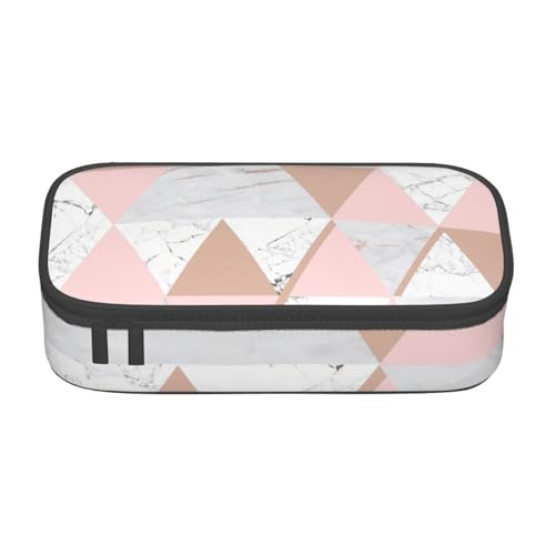 SSGVLPTO Rosa und goldener Marmor-Druck, Schreibwaren-Organizer, Doppelreißverschluss, großes Federmäppchen, tragbares Federmäppchen, Schwarz , Einheitsgröße, Blumenmuster von SSGVLPTO