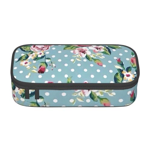 SSGVLPTO Rose Flowers Bedruckter Schreibwaren-Organizer, großes Federmäppchen mit doppeltem Reißverschluss, Schwarz, Talla única, Blumig von SSGVLPTO